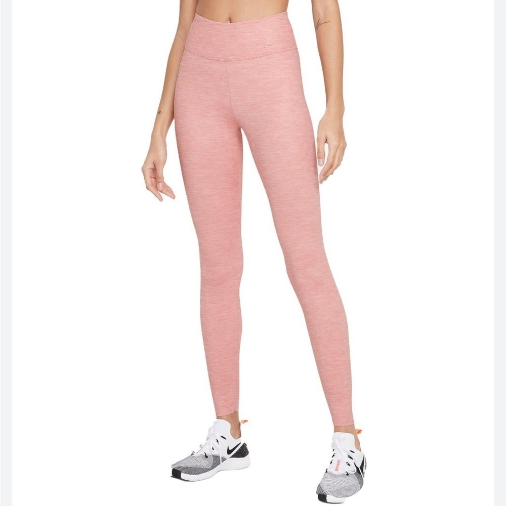Nike Dry Fit  Leggings Heathered Pink  Mid Rise One Luxe Leggings Size S